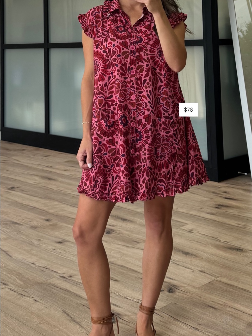 Women's Pink Floral Ruffle Shift Dress Shop Talulah M